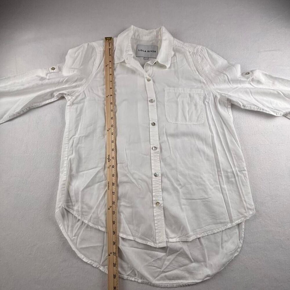 Lola River White Button Up Shirt Womens M Cotton Modal Oversized Tunic Blouse - Picture 5 of 7